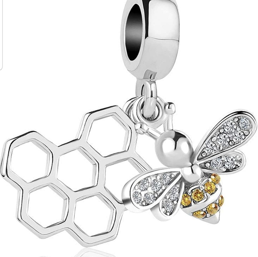 Honey Bee Honeycomb Animal Charm Dangle Bead for Bracelet